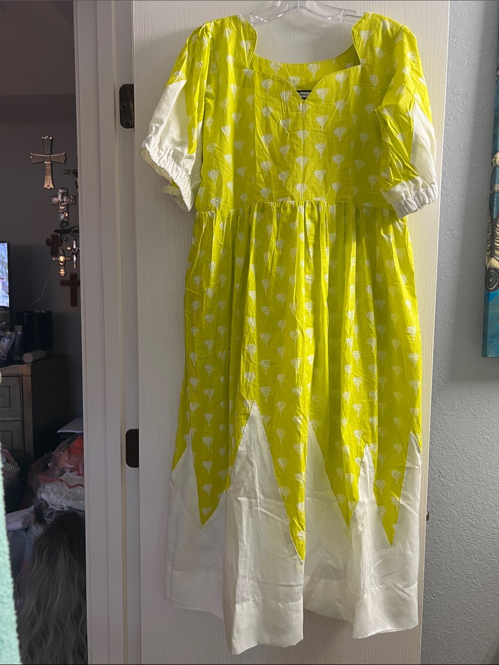 The Morena Label Yellow & White Printed Dress